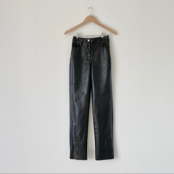 Wilfred (Aritzia) Melina Soft Vegan Leather Straight Leg High Rise Pant - Picture 6 of 12